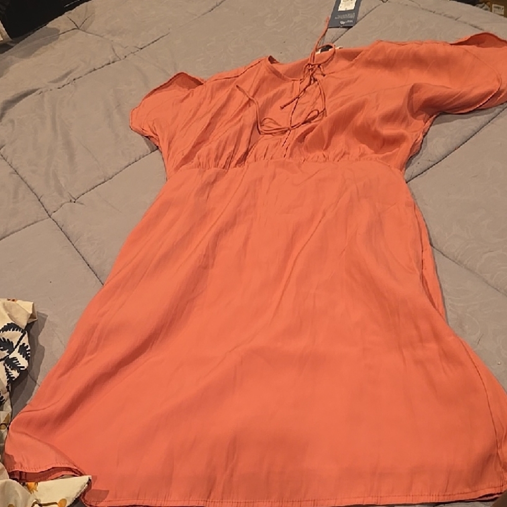 New Coral Short Sleeve Dress